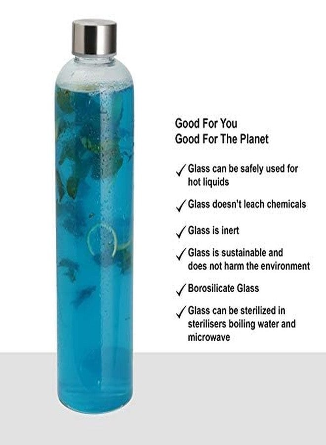 SIMPARTE Borosilicate Glass Water Bottle 500ml | Leak-Proof, Freezer Safe, Wide Mouth | Stainless Steel Cap | Ideal for Office, School, Travel | Set of 1 - Image 3